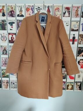 GAP Light Brown Lapel-Collar Long Dress Coat – XL